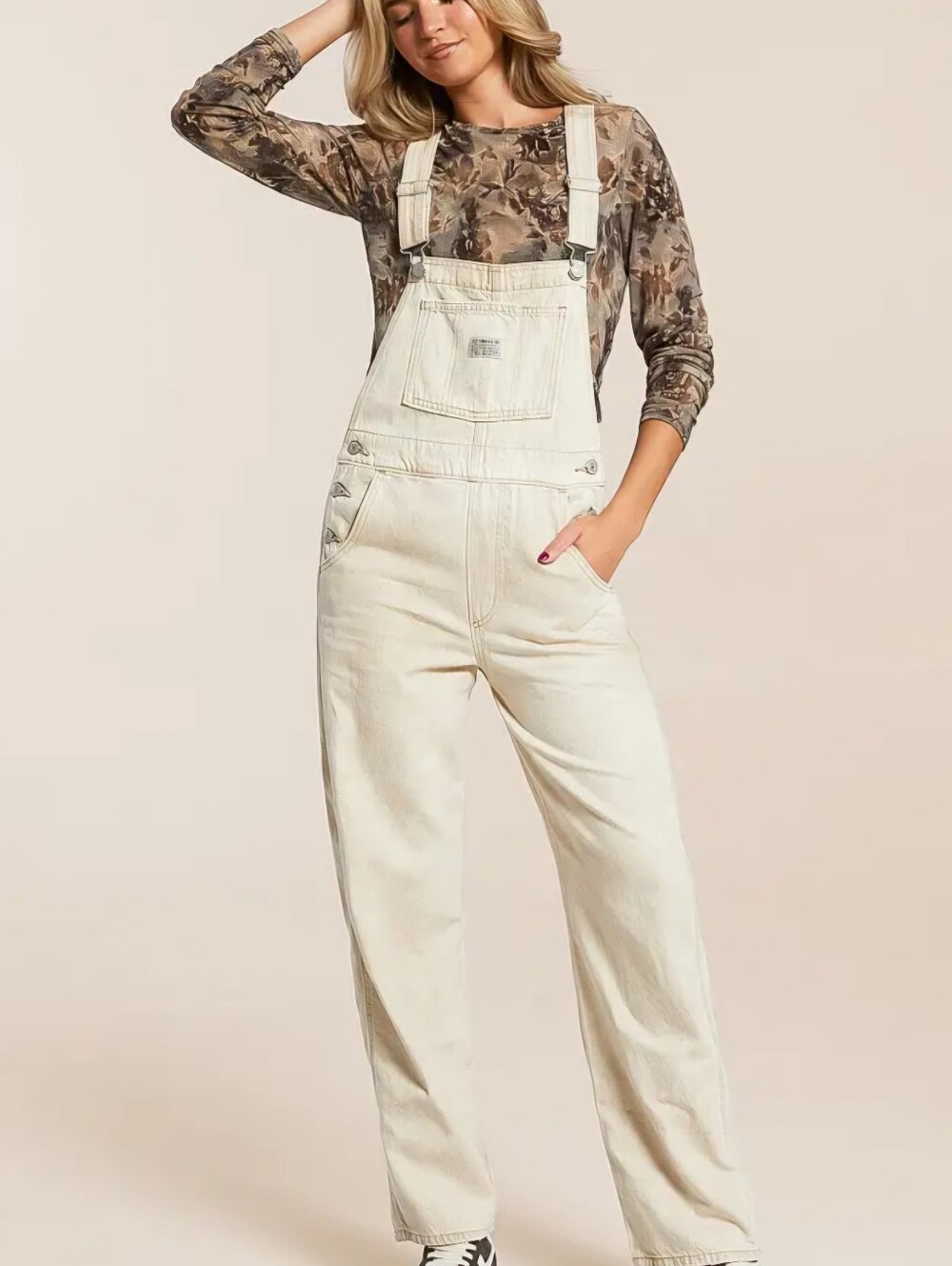 Levis Cream Cotton Overalls Jumpsuit